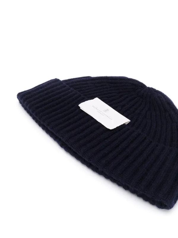 Brunello Cucinelli Ribbed Beanie | Blue | FARFETCH