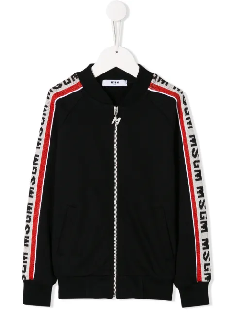 MSGM Kids sudadera con cierre y franja lateral 