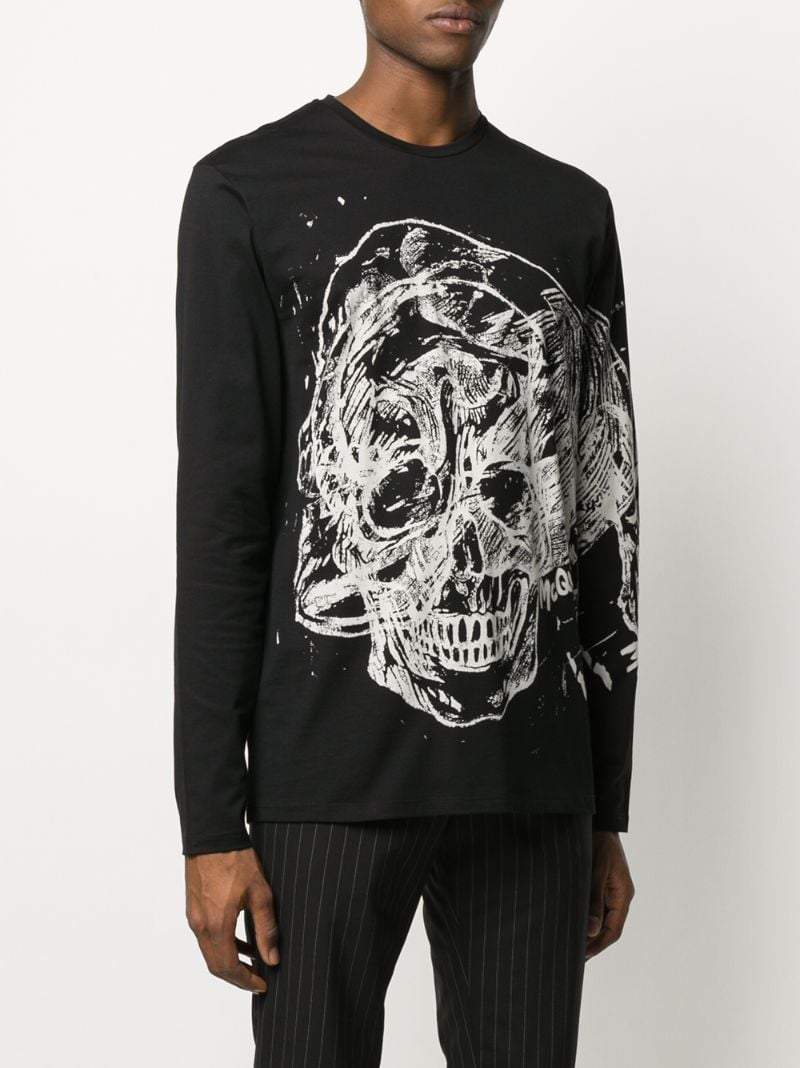 Shop Alexander Mcqueen Skull Print T-shirt In 0901 Black/mix