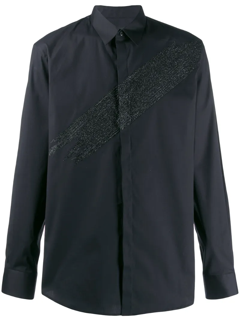 Dsquared2 Textured Printed Detailed Shirt In Black