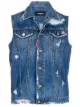 Image 1 of Dsquared2 ripped detail sleeveless denim jacket
