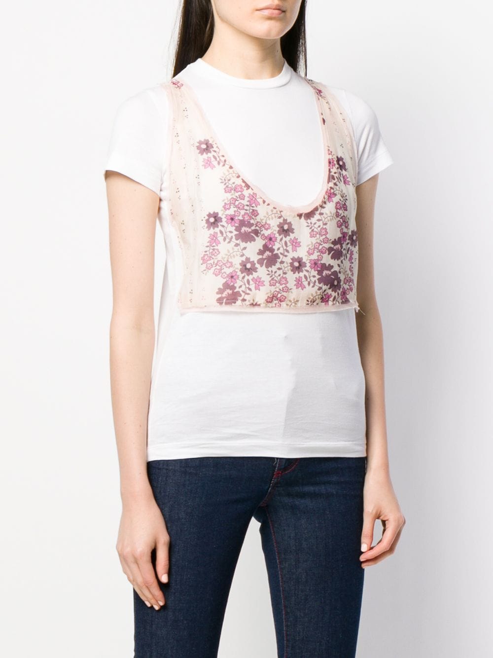 Shop Dsquared2 Floral Panelled T-shirt In White