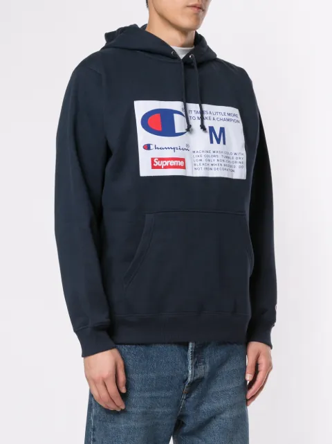 supreme champion label hooded sweatshirt