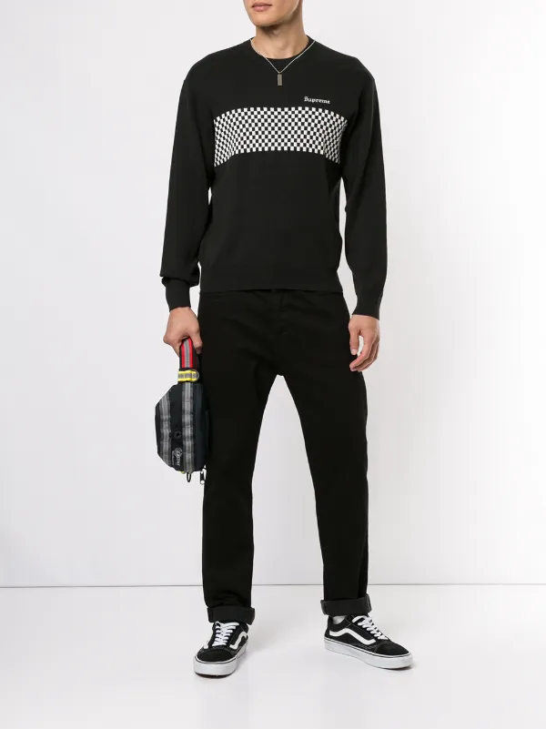 supreme checkered panel crewneck