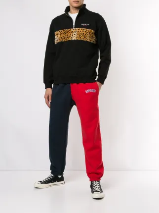 supreme half zip leopard