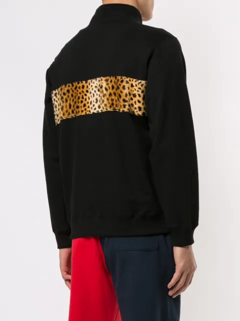 supreme leopard panel half zip