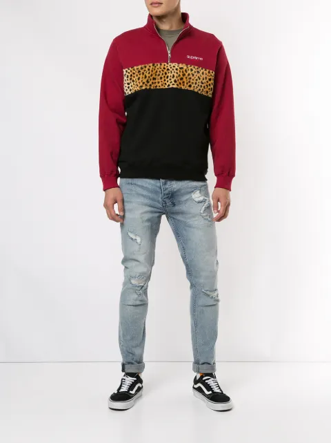 Supreme half zip leopard clearance