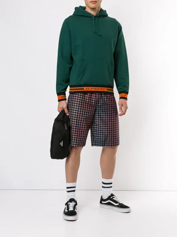 supreme striped rib hooded sweatshirt