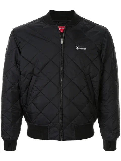 supreme sequin patch quilted bomber jacket