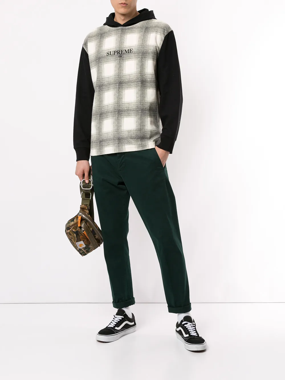 supreme shadow plaid hooded