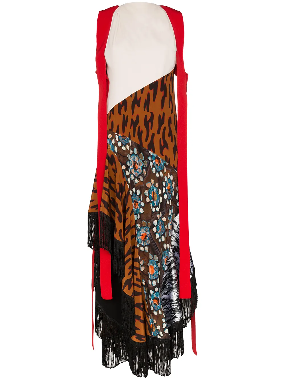 Mugler Dresses fringed draped cheetah-print silk dress
