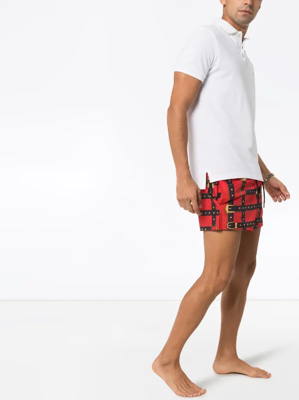 red versace swim shorts