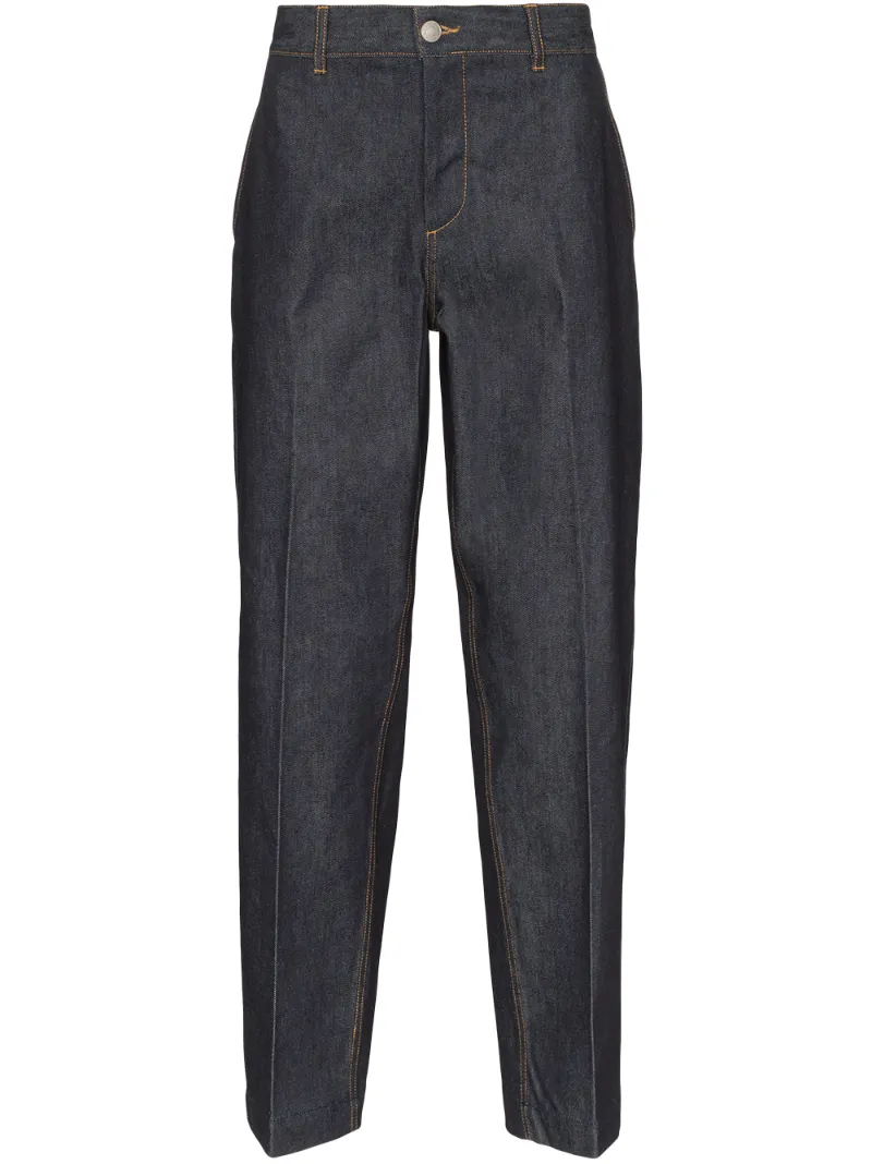 Maison Kitsuné Jeans MAISON KITSUNÉ WIDE-LEG CROPPED JEANS - BLUE
