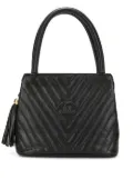 CHANEL Pre-Owned V Stitch Fringe Hand Bag - Black