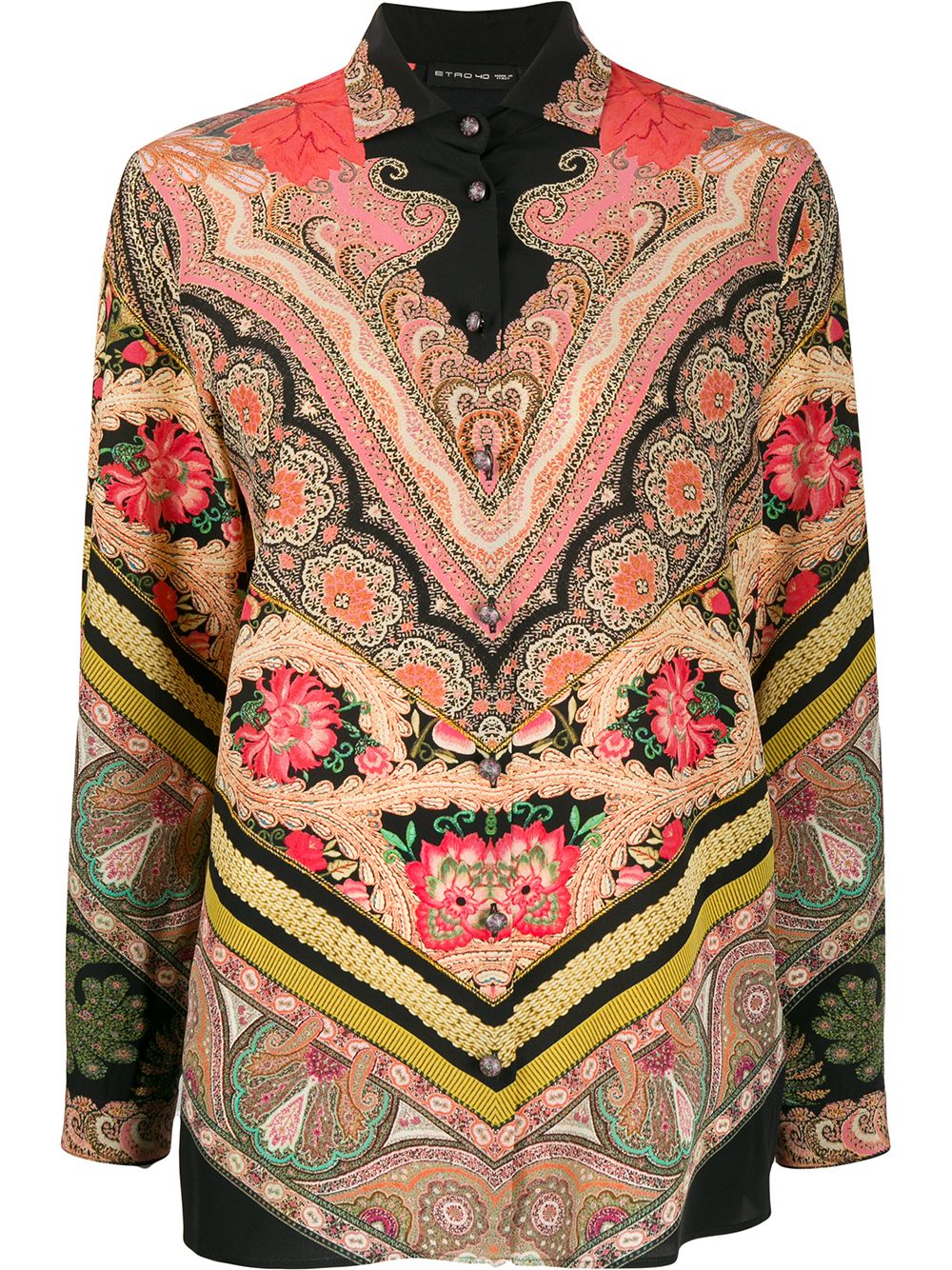 Etro Mixed Bohemian Print Shirt In Black | ModeSens