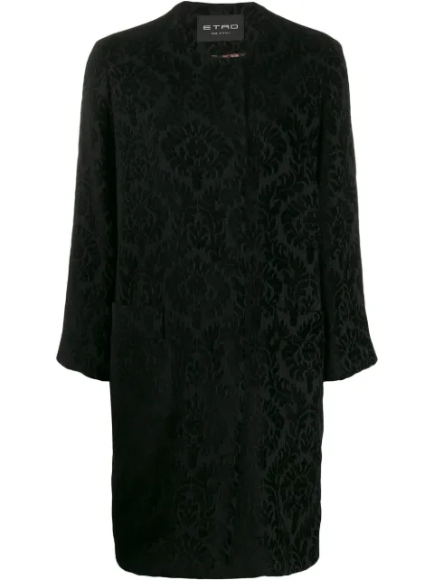 ETRO KRAGENLOSER BROKAT-MANTEL