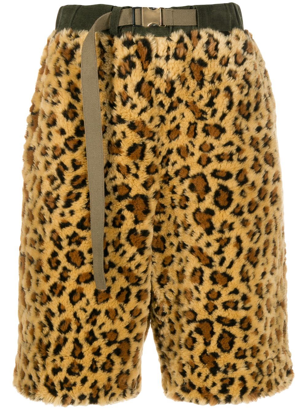 фото Sacai леопардовые шорты из искусственного меха