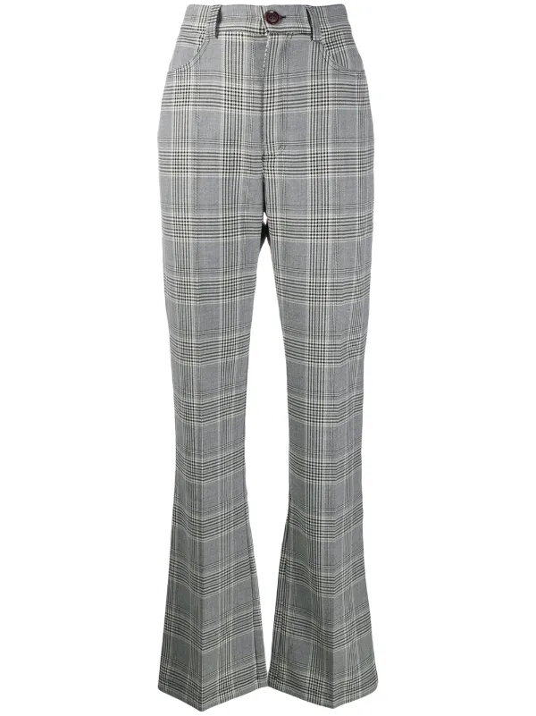 flared check trousers