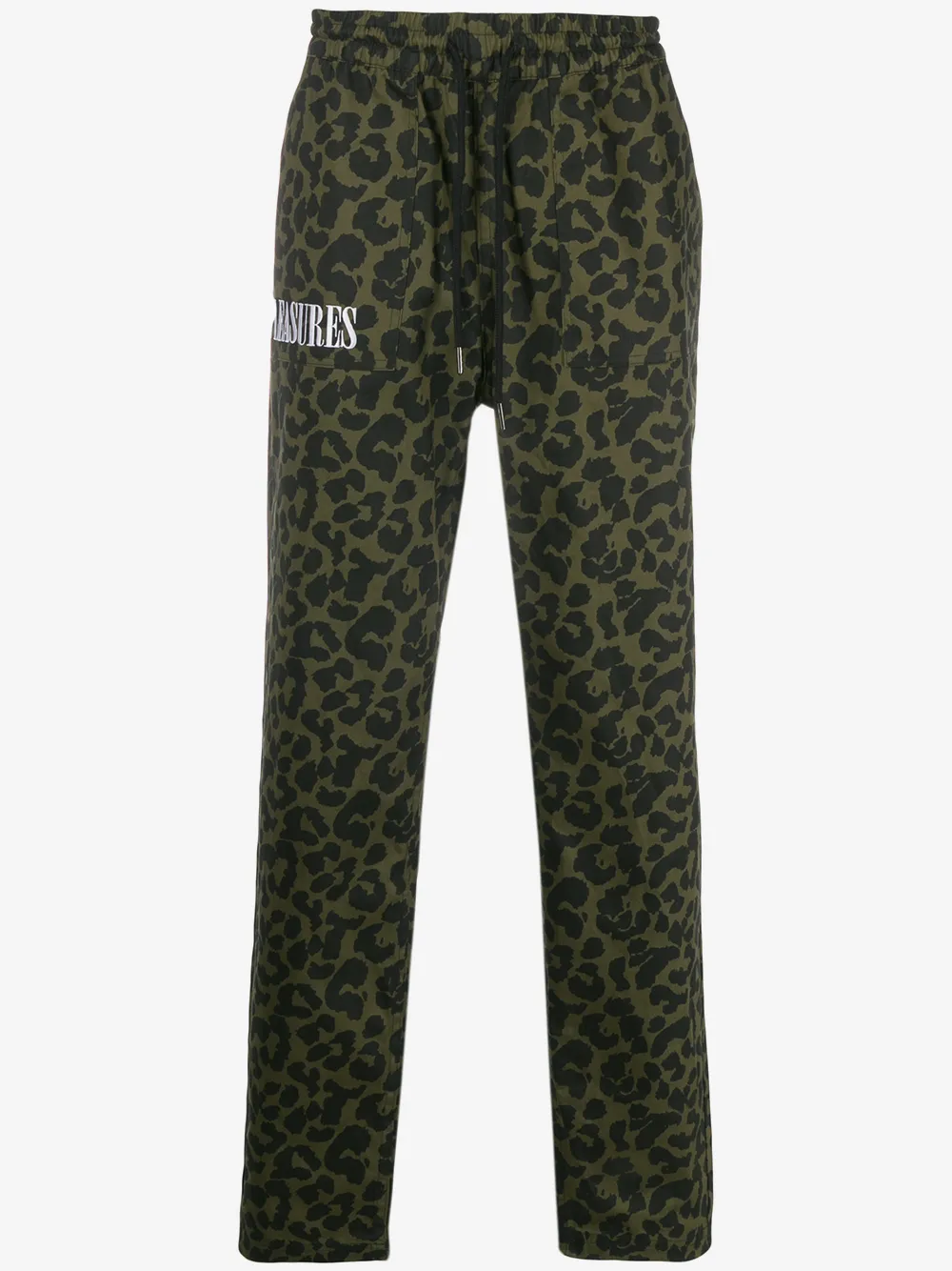Pleasures leopard print drawstring trousers | Green | Image 1