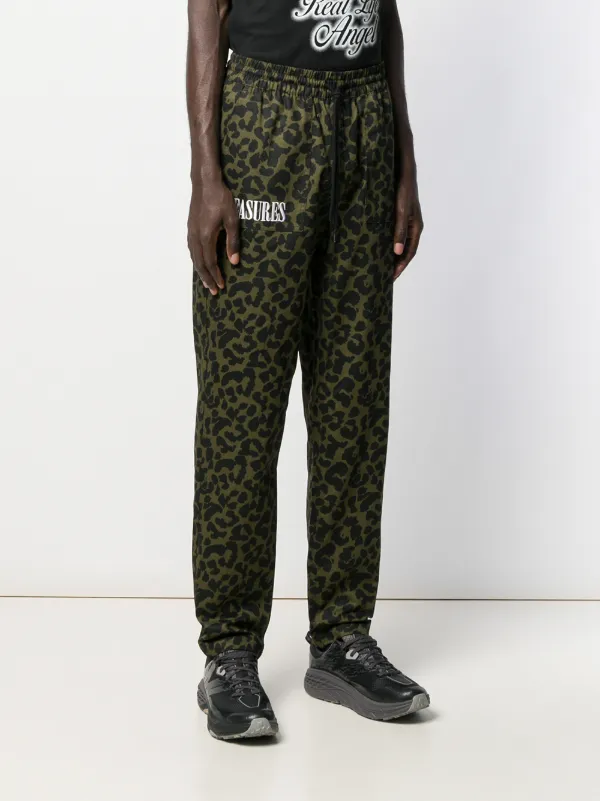 Pleasures Leopard Print Drawstring Trousers | Green | FARFETCH