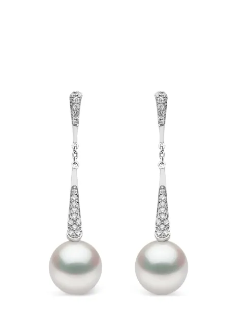 Yoko London 18kt white gold Trend diamond and pearl drop earrings