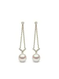 Yoko London 18kt yellow gold Trend diamond and pearl drop earrings