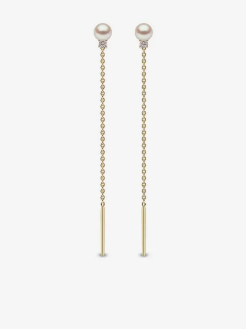 Yoko London 18kt yellow gold Trend diamond and pearl earrings