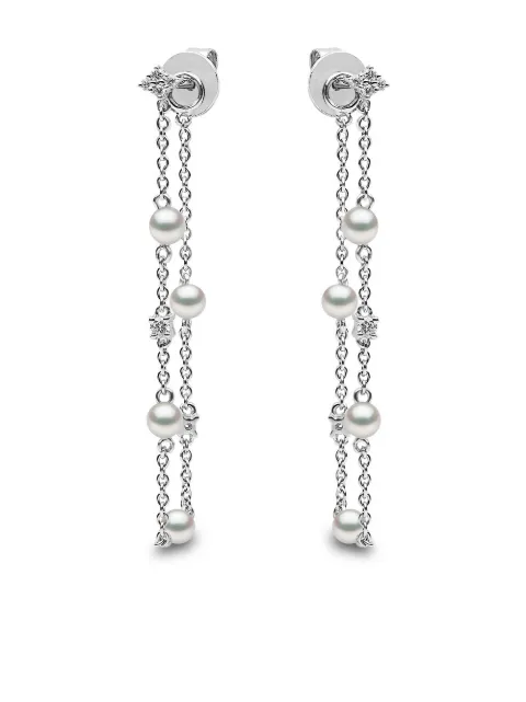 Yoko London 18kt white gold Trend diamond and pearl earrings