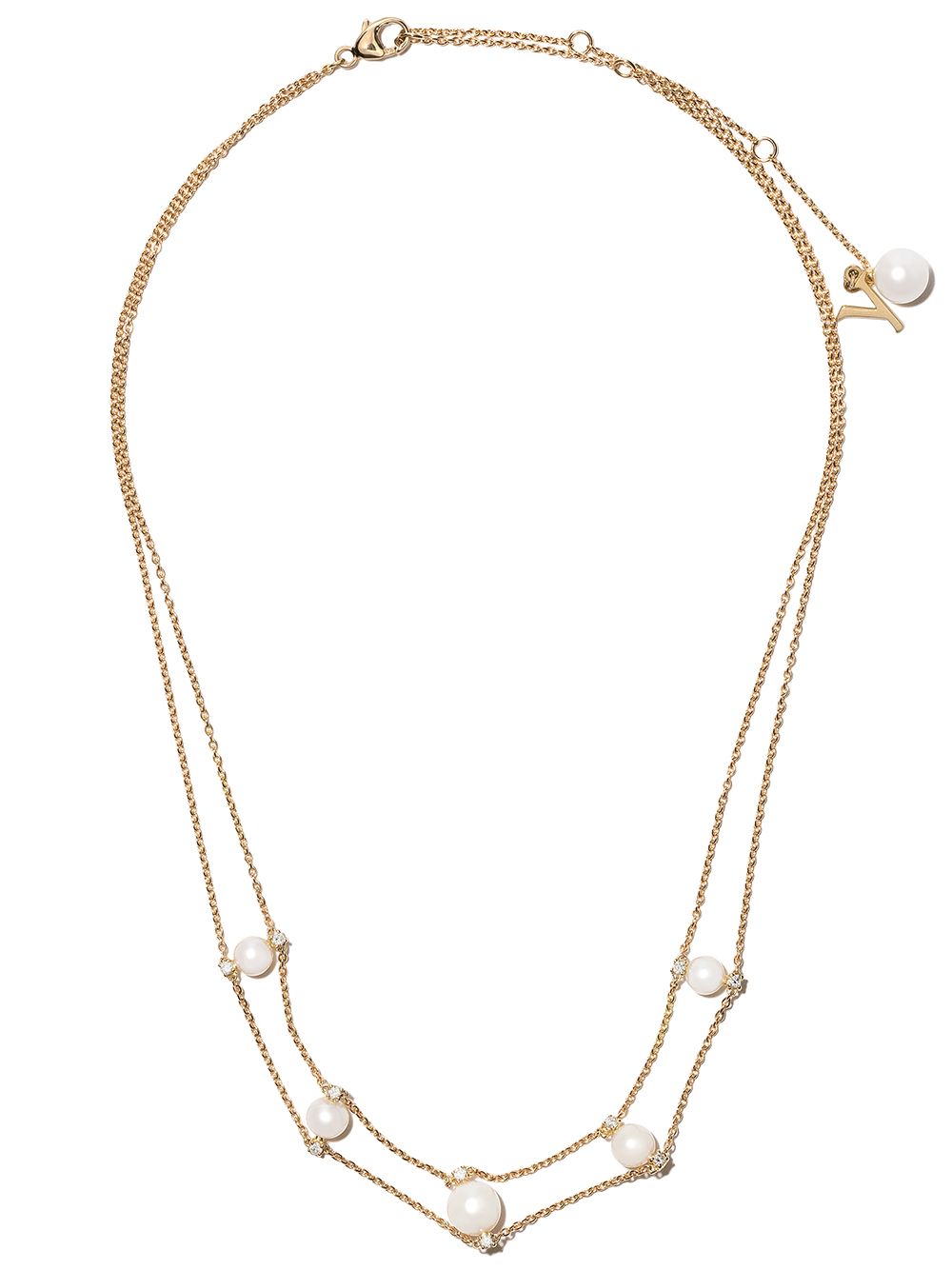 18kt yellow gold Trend Freshwater pearl and diamond necklace