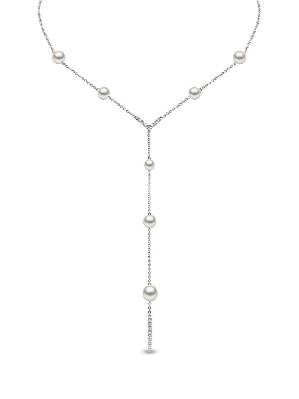 18kt white gold Trend freshwater pearl and diamond necklace