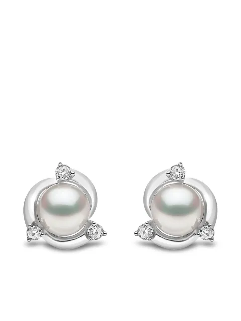 Yoko London 18kt white gold Trend freshwater pearl and diamond earrings