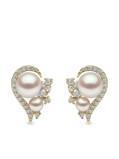 Yoko London 18kt yellow gold Trend freshwater pearl and diamond earrings