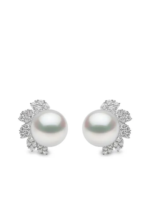 Yoko London 18kt white gold Trend freshwater pearl and diamond earrings