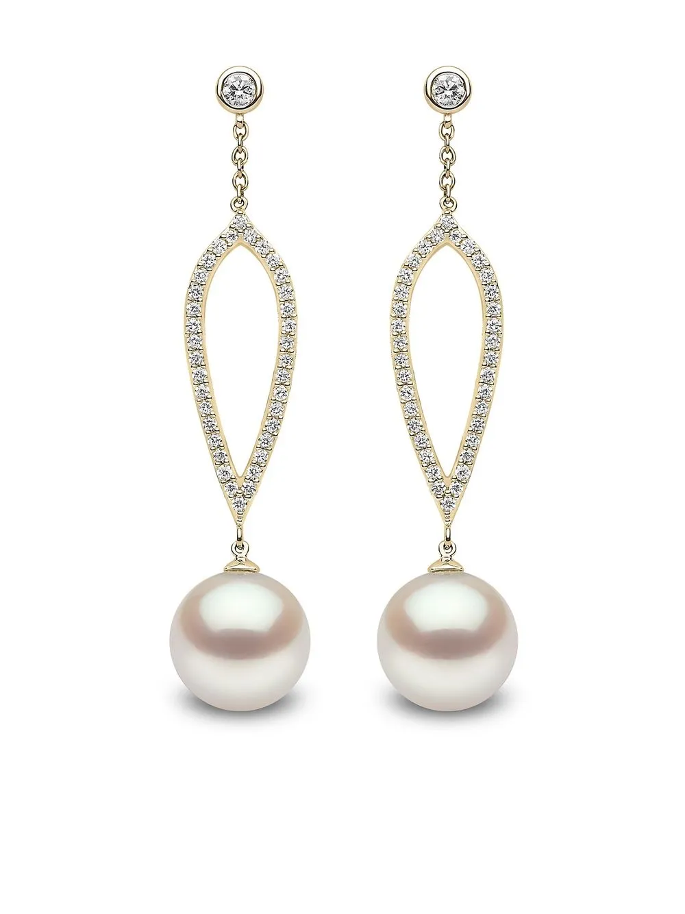 18kt yellow gold Trend freshwater pearl and diamond earrings