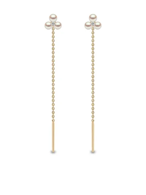 Yoko London 18kt yellow gold Trend freshwater pearl and diamond earrings
