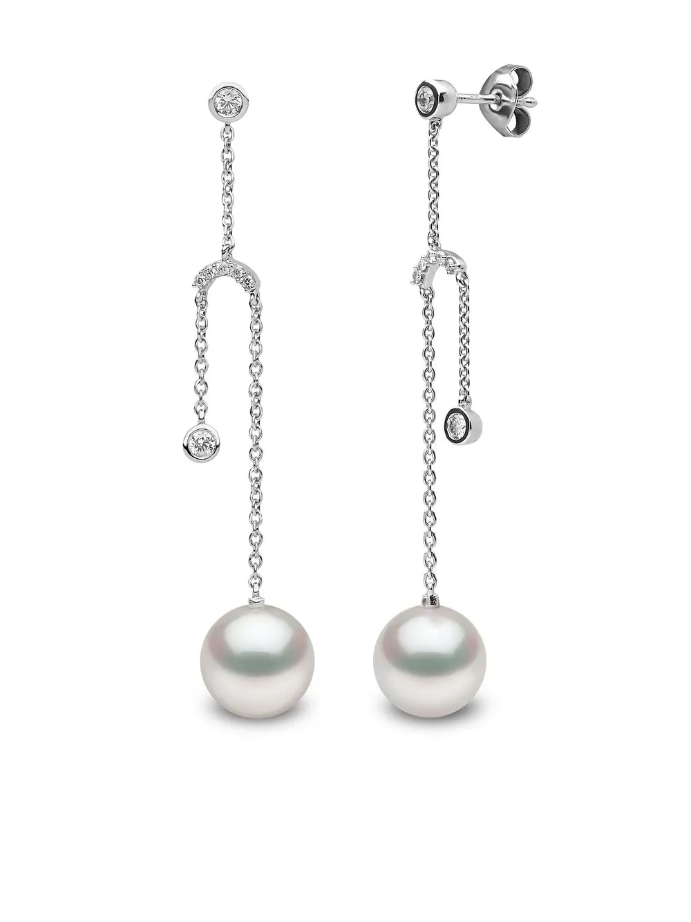 Shop Yoko London 18kt White Gold Trend Freshwater Pearl And Diamond Earrings In 7