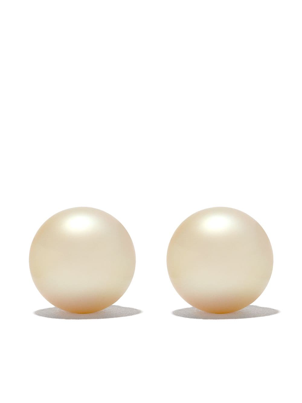 Yoko London 18kt White Gold Classic Golden South Sea Pearl Stud Earrings In 7