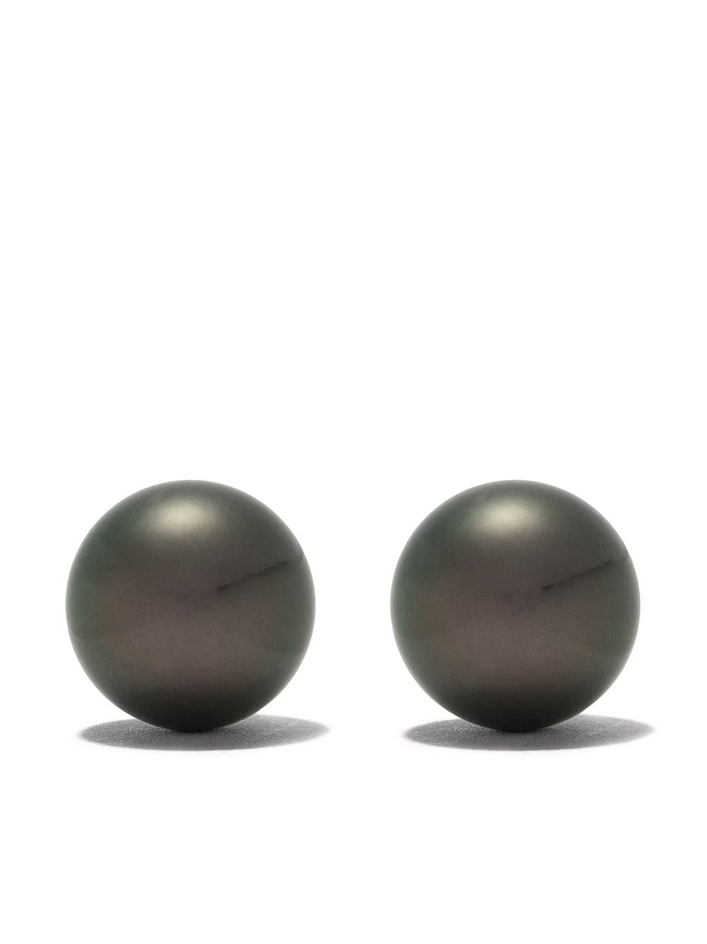 Yoko London 18kt White Gold Classic Tahitian Pearl Stud Earrings In 7