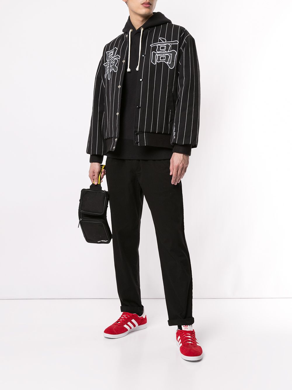 Shop black & white Supreme Pinstripe Varsity SS19 jacket with Express ...