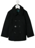familiar classic double-breasted coat - Blue
