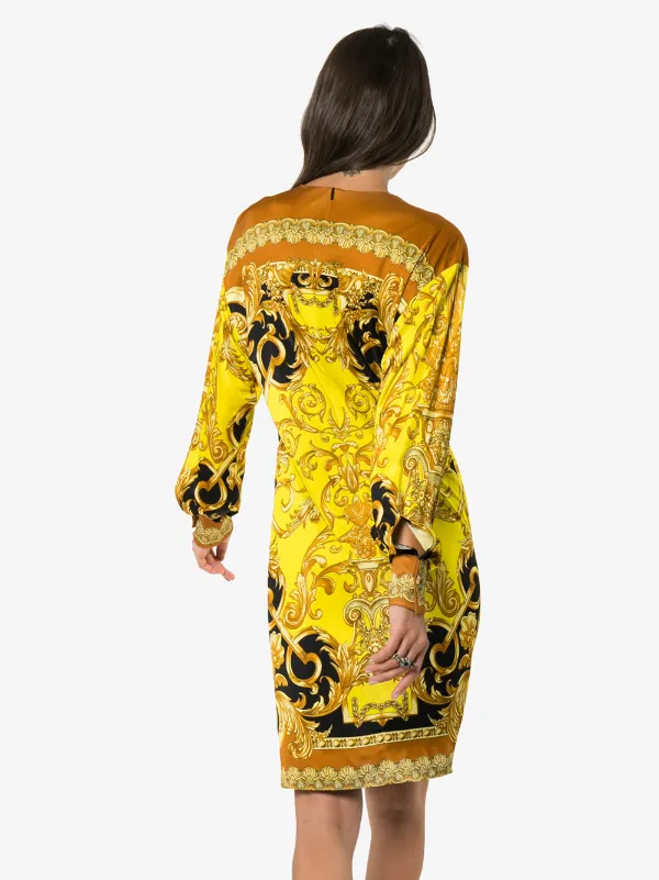 Versace Långärmad Klänning Med Barocktryck Farfetch Versace Långärmad Klänning Med Barocktryck Farfetch