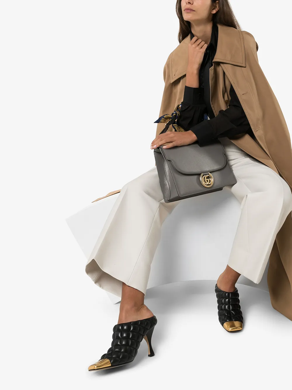 Image 2 of Bottega Veneta quilted 90mm toe cap mules