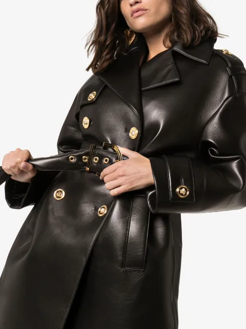 VERSACE LAMBSKIN LEATHER TRENCH COAT