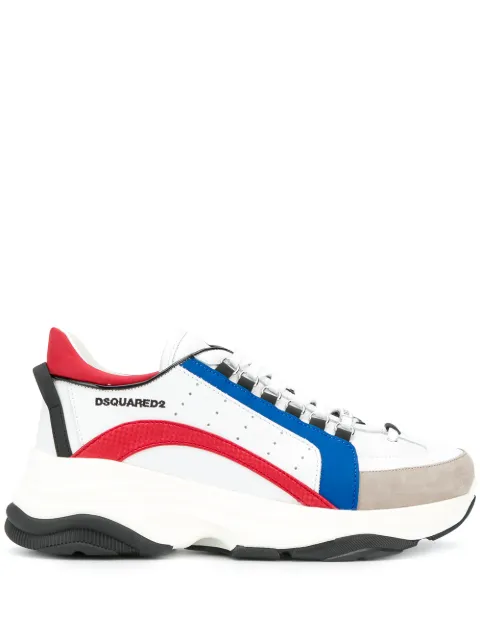 Click to view more detailed imagery on our partner's website Dsquared2 Dsquared Sneakers Bumpy 551 Multicolored Leather In M1617 White Blue Red