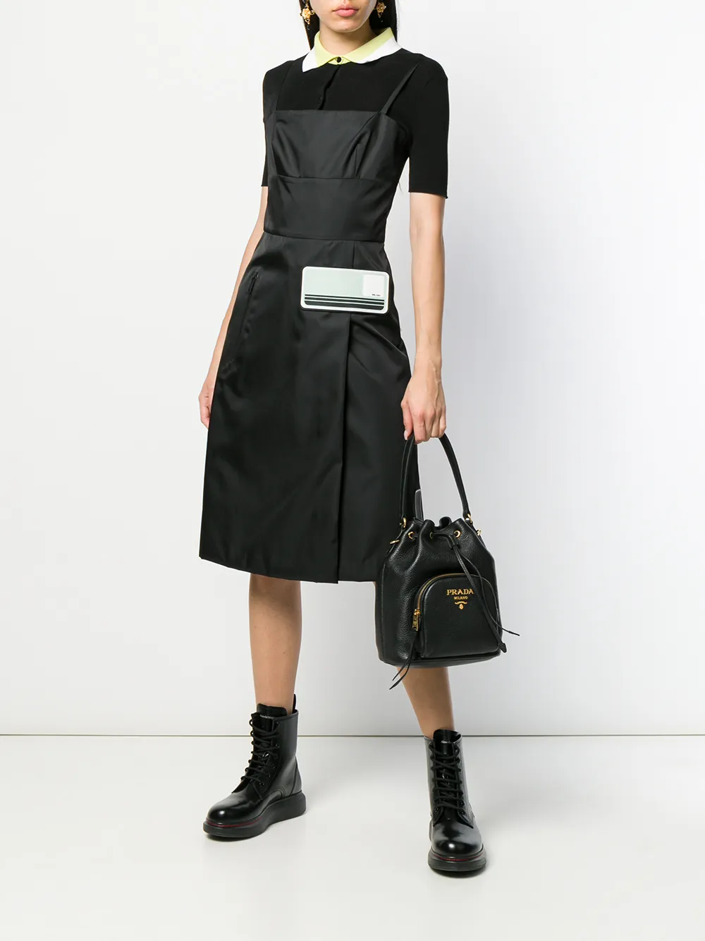 prada bucket bag leather