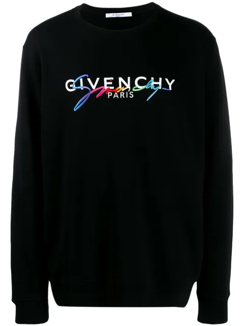 Click to view more detailed imagery on our partner's website Givenchy Rainbow Logo-Embroidered Cotton-Jersey Sweatshirt In Black