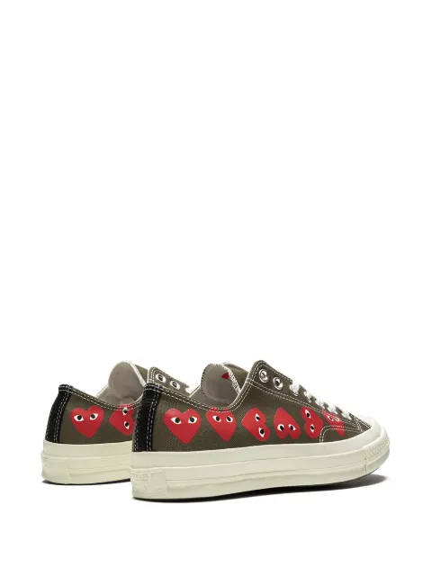 olive green converse with hearts