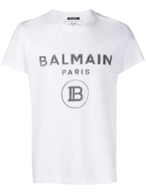 Click to view more detailed imagery on our partner's website Balmain White Logo-Print Cotton T-Shirt