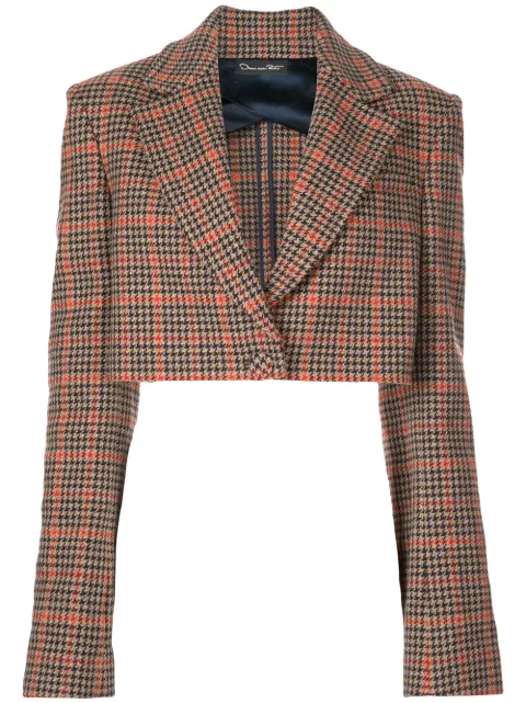 Oscar De La Renta Jackets CHECKED PRINT CROPPED JACKET