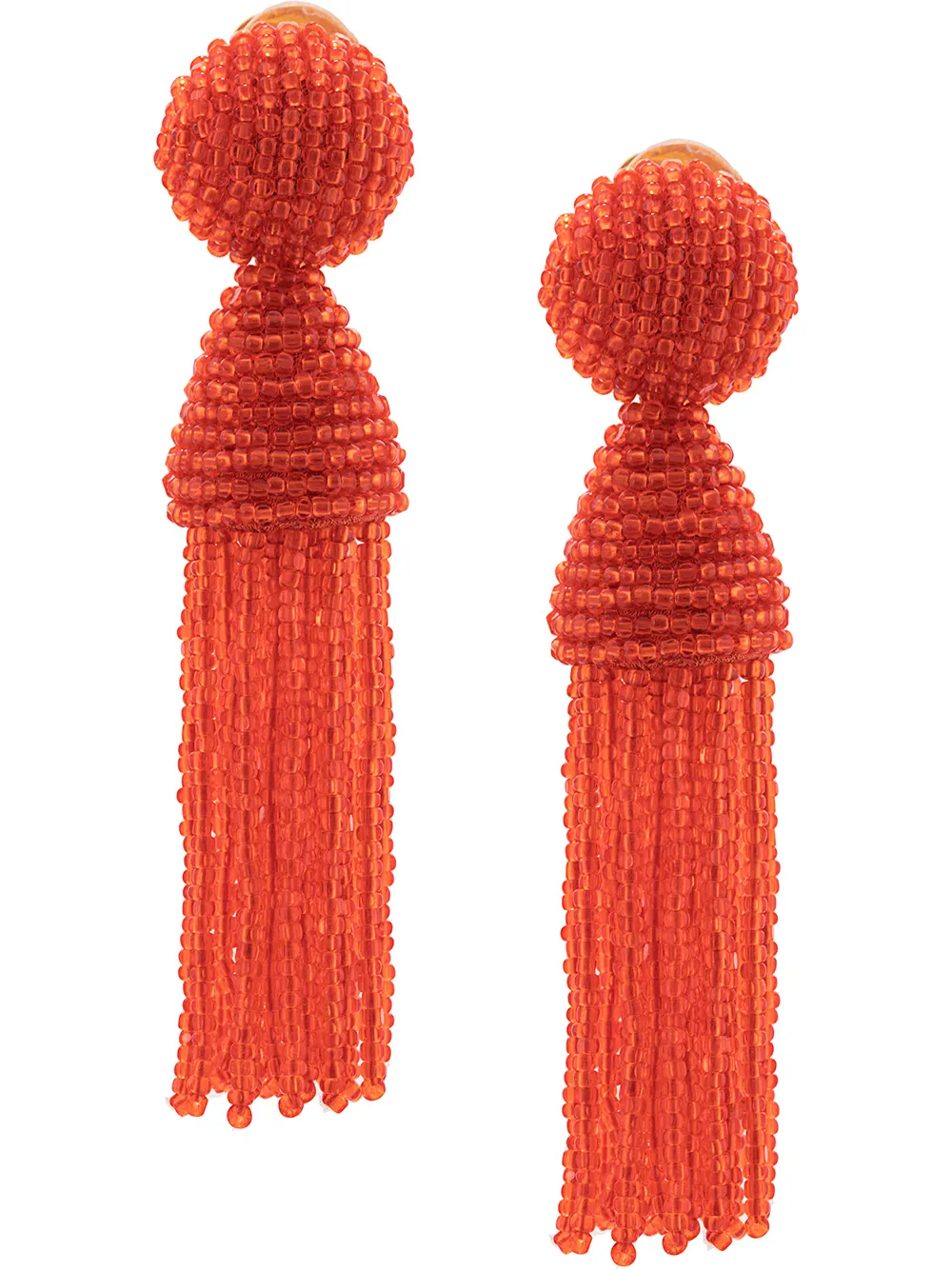 Oscar De La Renta Accessories OSCAR DE LA RENTA BEADED TASSEL EARRINGS - RED